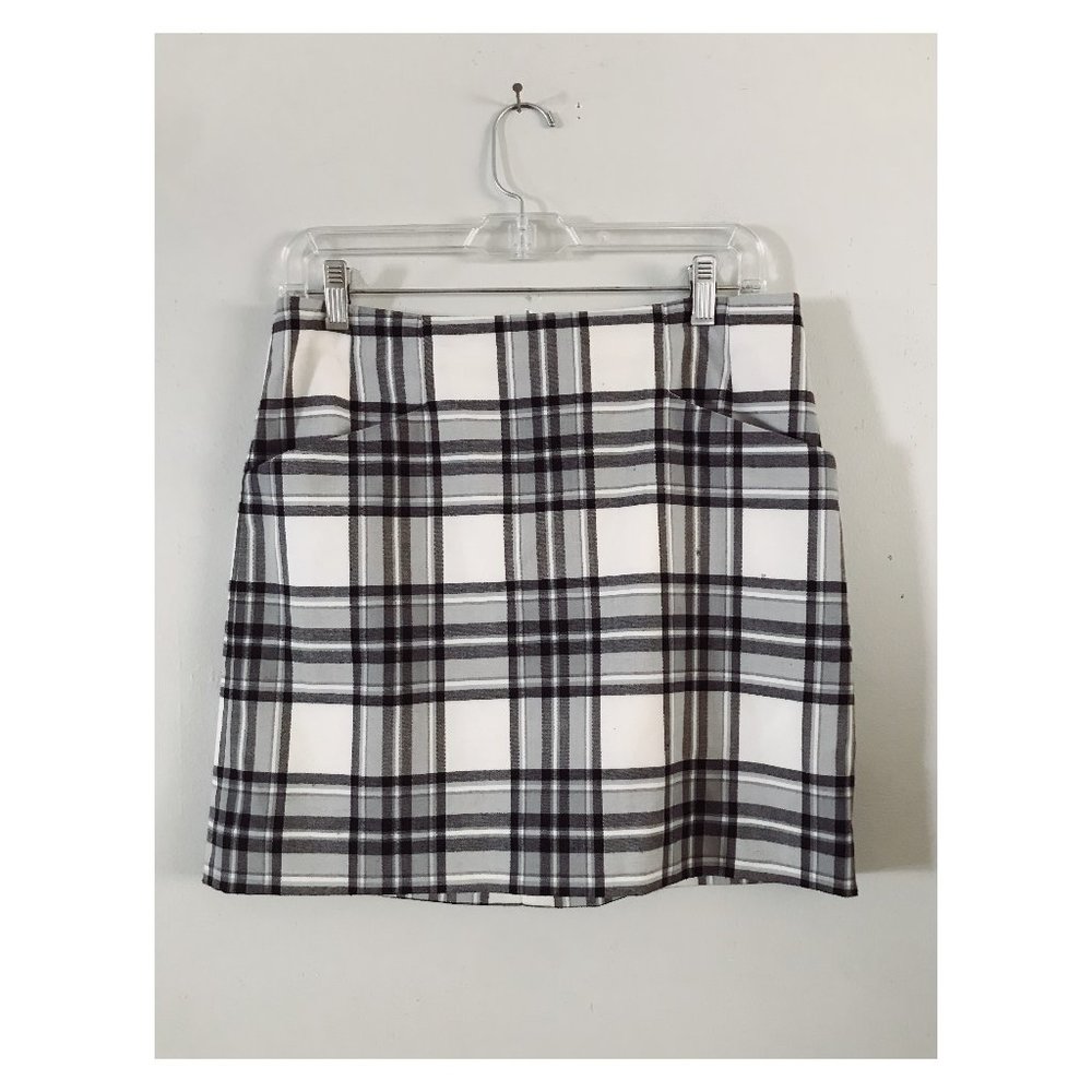 VTG 90s Black and White Outback Red Plaid Mini Skirt Sz 6